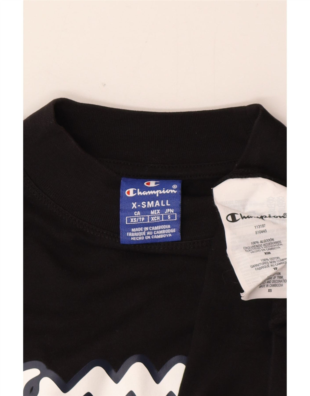 Champion Womens Graphic Oversized Sweatshirt Jumper UK 6 XS Black