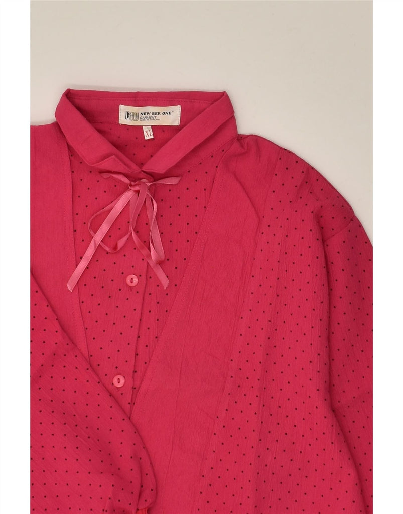 VINTAGE Womens 3/4 Sleeve Shirt Blouse UK 18 XL Pink Polka Dot | Vintage Vintage | Thrift | Second-Hand Vintage | Used Clothing | Messina Hembry 