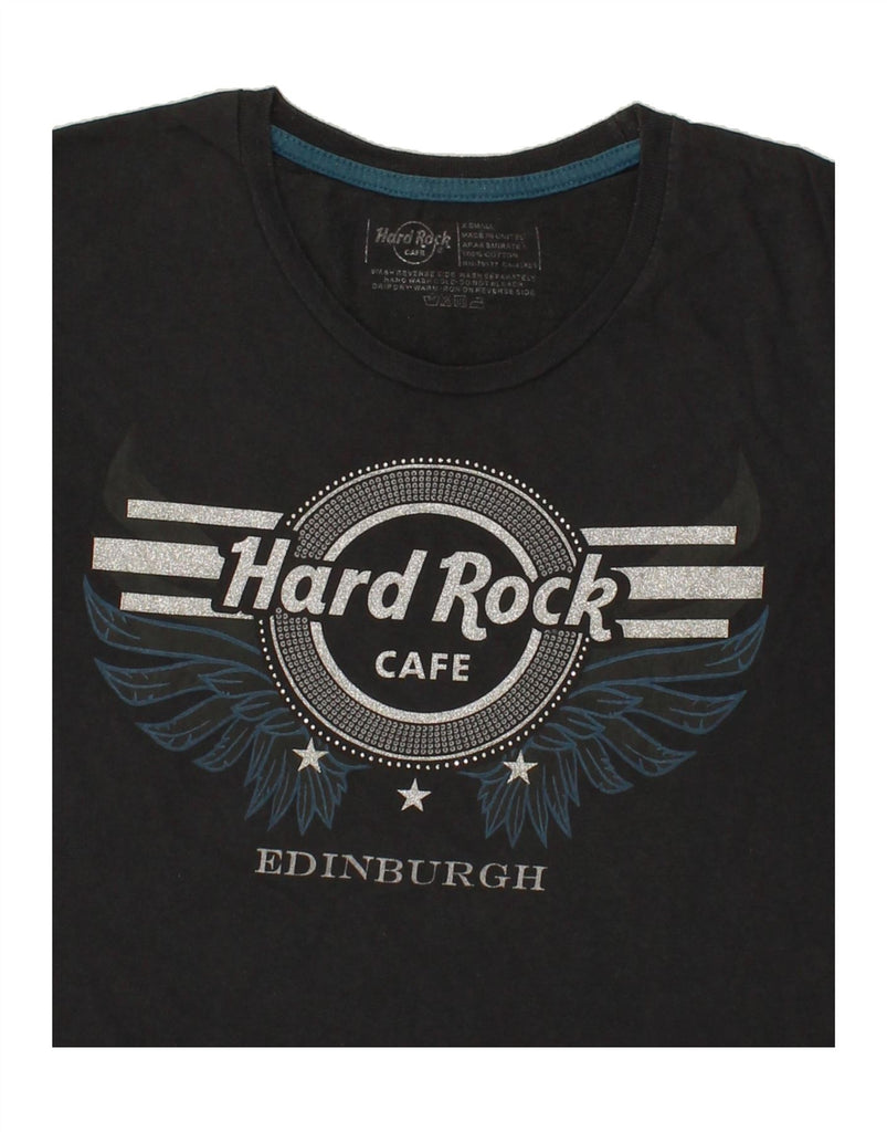 HARD ROCK CAFE Womens Edinburgh Graphic T-Shirt Top UK 6 XS Grey Cotton Vintage Hard Rock Cafe and Second-Hand Hard Rock Cafe from Messina Hembry 