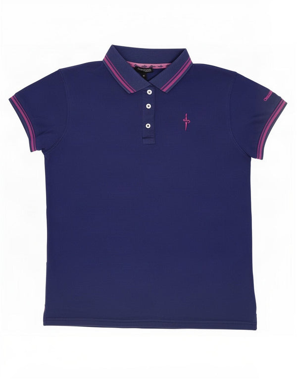 Cesare Paciotti Womens Polo Shirt UK 14 Medium Navy Blue Cotton