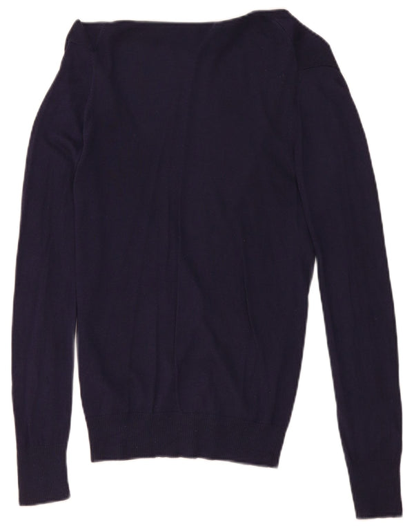 Massimo Dutti Womens Cardigan Sweater UK 12 Medium Navy Blue Silk