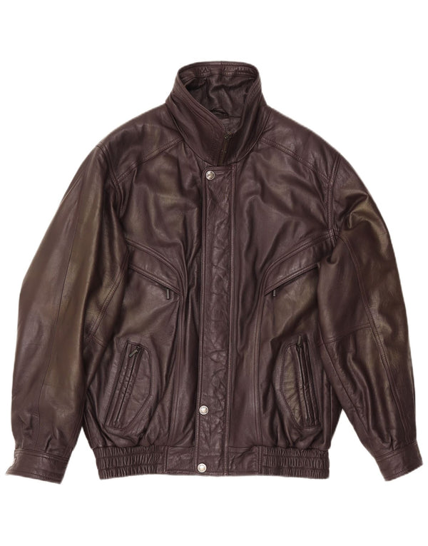 Vintage Mens Leather Jacket IT 48 Medium Brown Leather