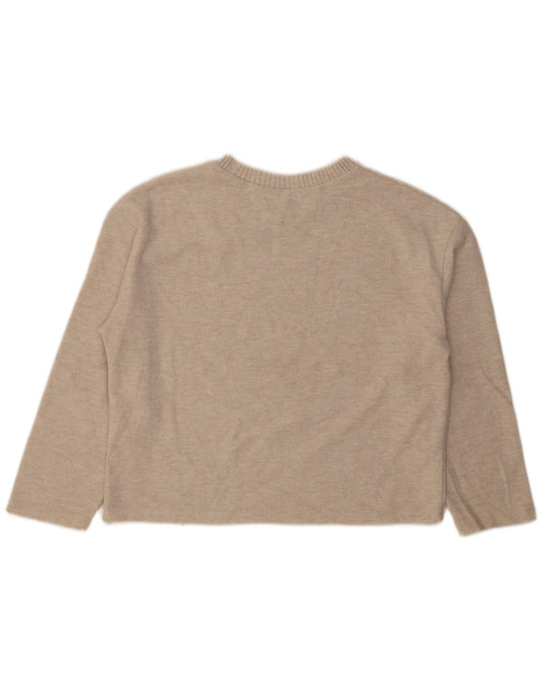 Zara Womens Loose Fit Blouse Top UK 14 Medium Beige Cotton