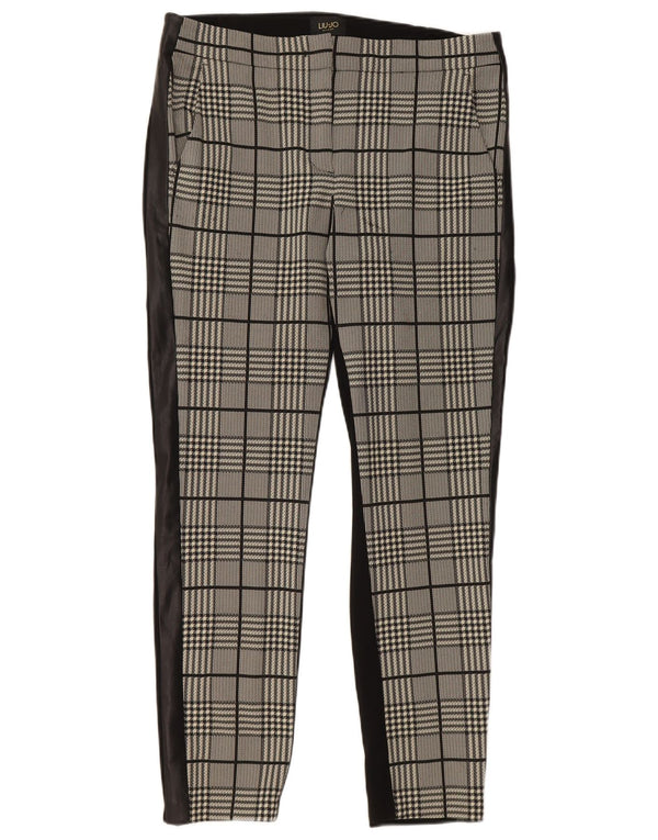 Liu Jo Womens Slim Casual Trousers IT 42 Medium W32 L28 Black Check Nylon