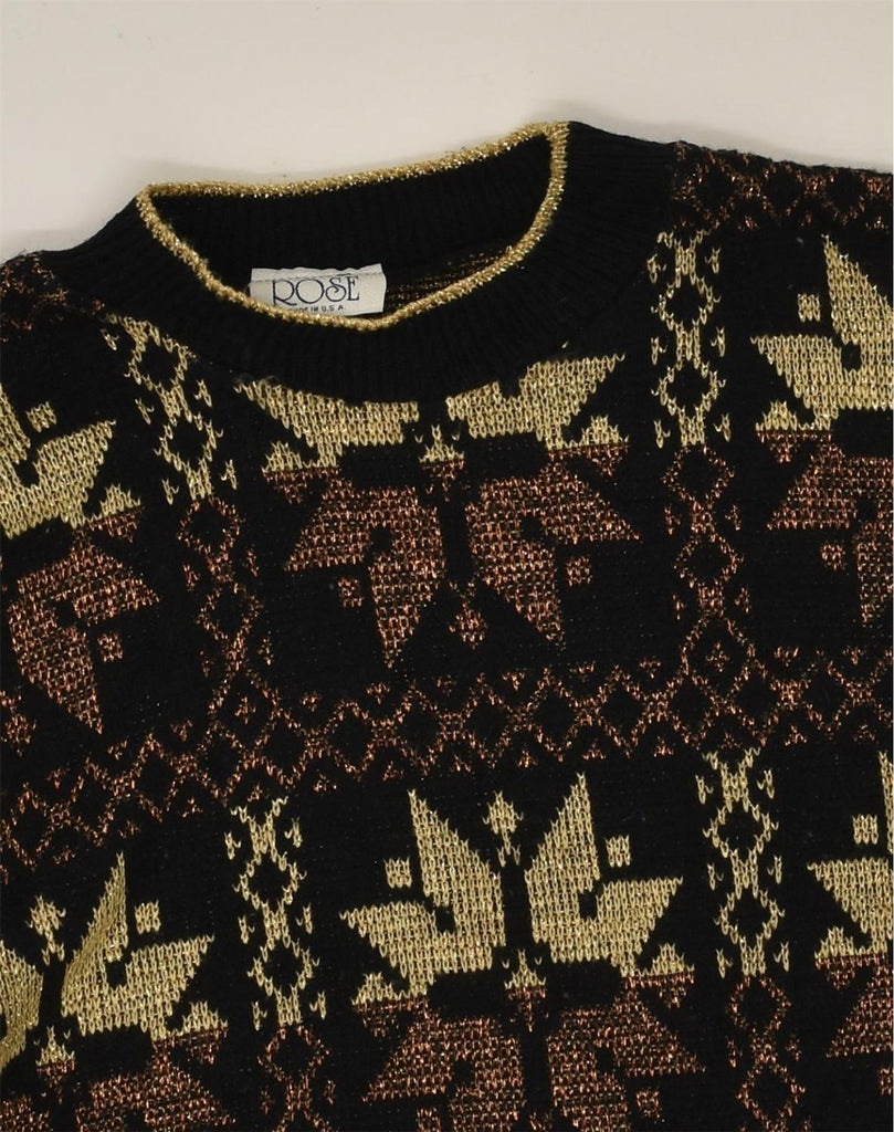 VINTAGE Womens Crazy Pattern Crew Neck Jumper Sweater UK 18 XL Black | Vintage Vintage | Thrift | Second-Hand Vintage | Used Clothing | Messina Hembry 