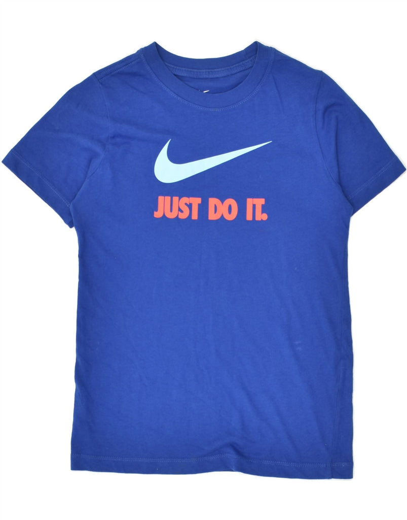 NIKE Boys The Nike Tee Graphic T-Shirt Top 10-11 Years Medium Blue Cotton | Vintage Nike | Thrift | Second-Hand Nike | Used Clothing | Messina Hembry 