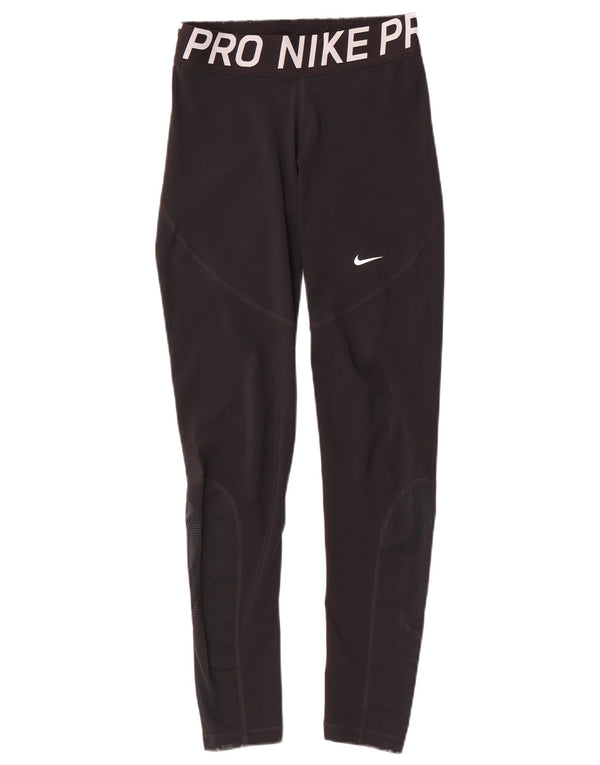 Nike Womens Dri Fit Graphic Leggings UK 14 Medium Black