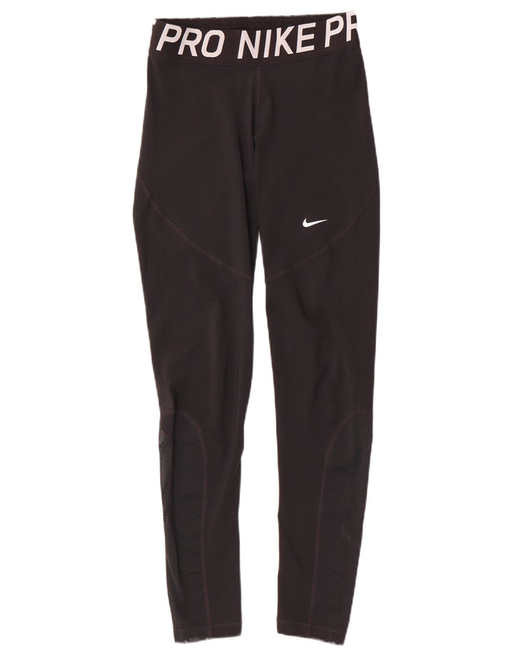 Nike Womens Dri Fit Graphic Leggings UK 14 Medium Black