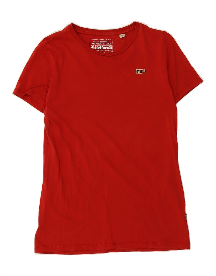 NAPAPIJRI Womens T-Shirt Top UK 14 Medium Red Vintage Napapijri and Second-Hand Napapijri from Messina Hembry 