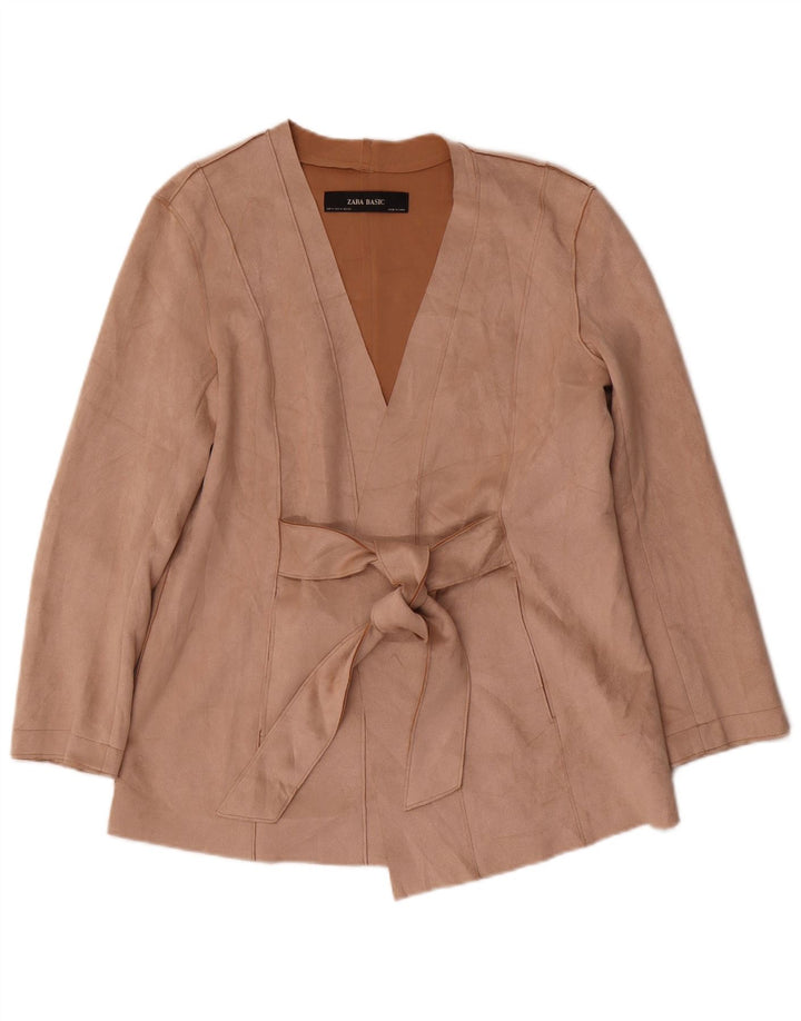 Zara Womens Faux Suede Blazer Jacket UK 12 Medium Beige