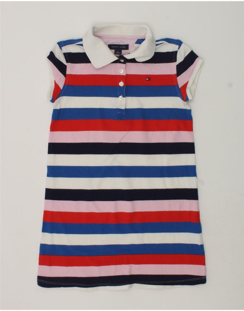 TOMMY HILFIGER Girls Polo Dress 5-6 Years Multicoloured Striped Cotton | Vintage Tommy Hilfiger | Thrift | Second-Hand Tommy Hilfiger | Used Clothing | Messina Hembry 