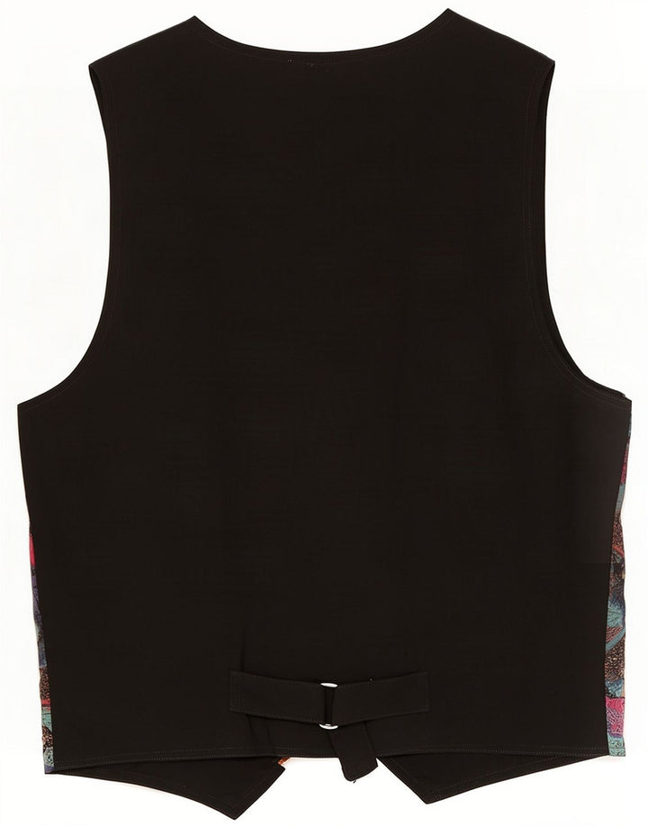 Vintage Womens Abstract Pattern Crop Waistcoat UK 10 Small Multicoloured