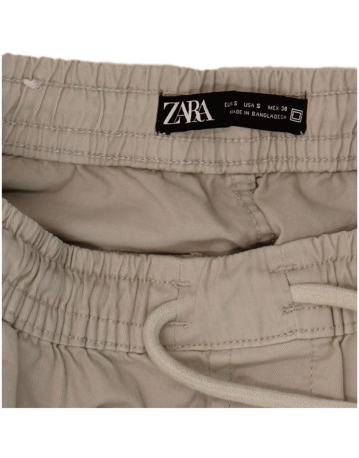 Zara Mens Joggers Cargo Trousers Small W30 L26 Beige