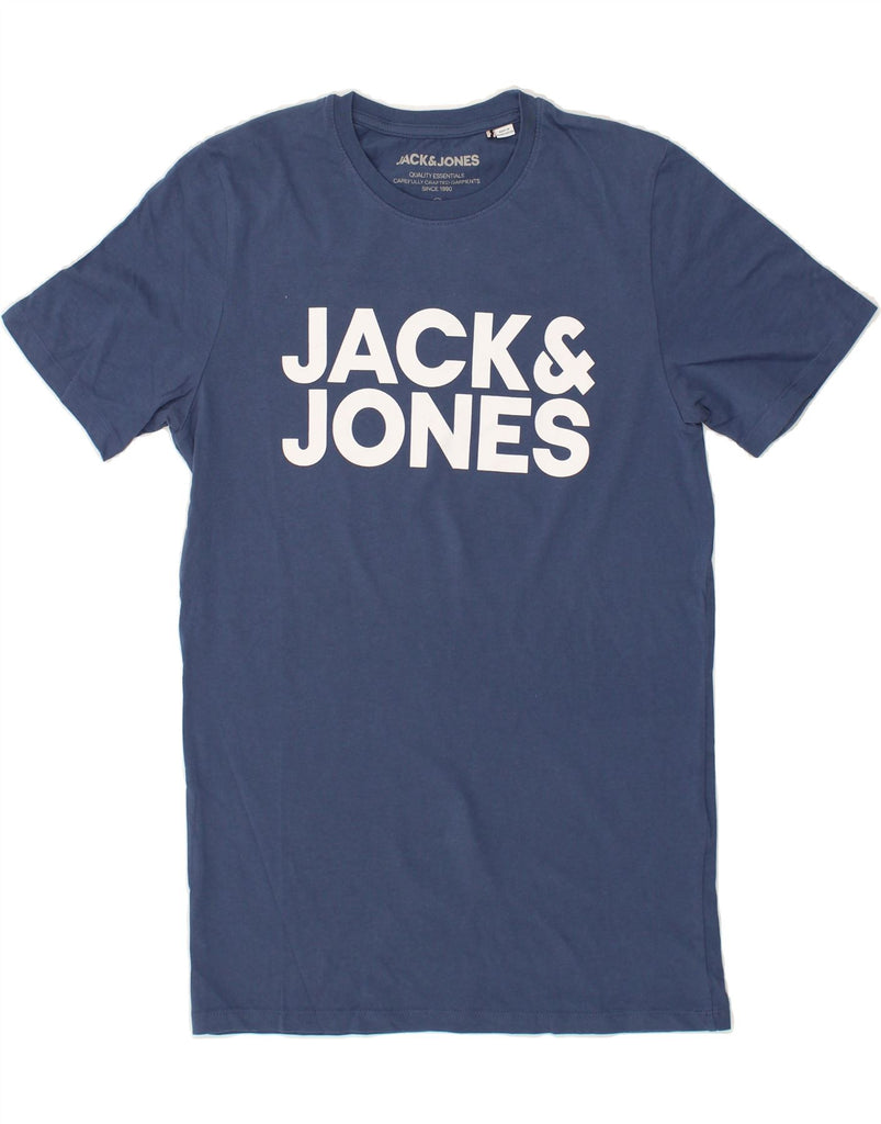 JACK & JONES Mens Graphic T-Shirt Top Medium Blue Cotton | Vintage Jack & Jones | Thrift | Second-Hand Jack & Jones | Used Clothing | Messina Hembry 