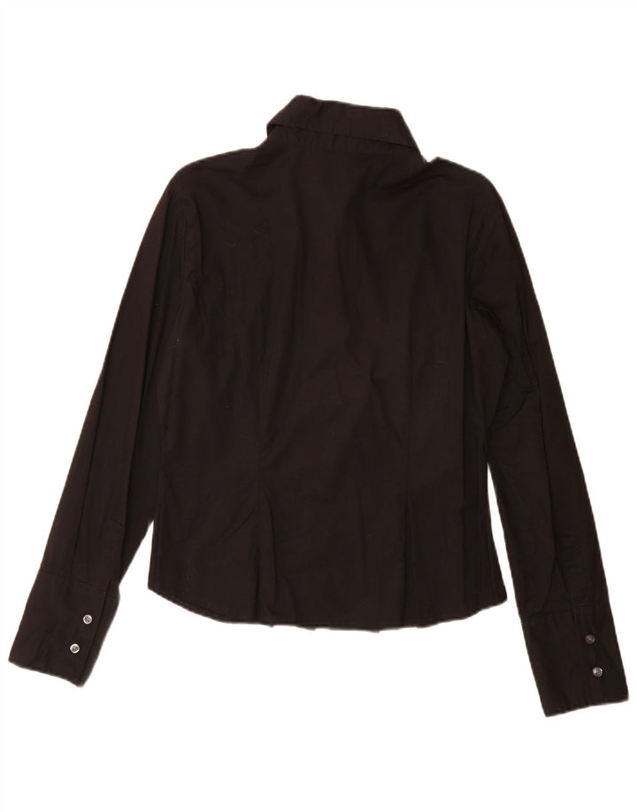 Benetton Womens Shirt UK 14 Medium Black Cotton