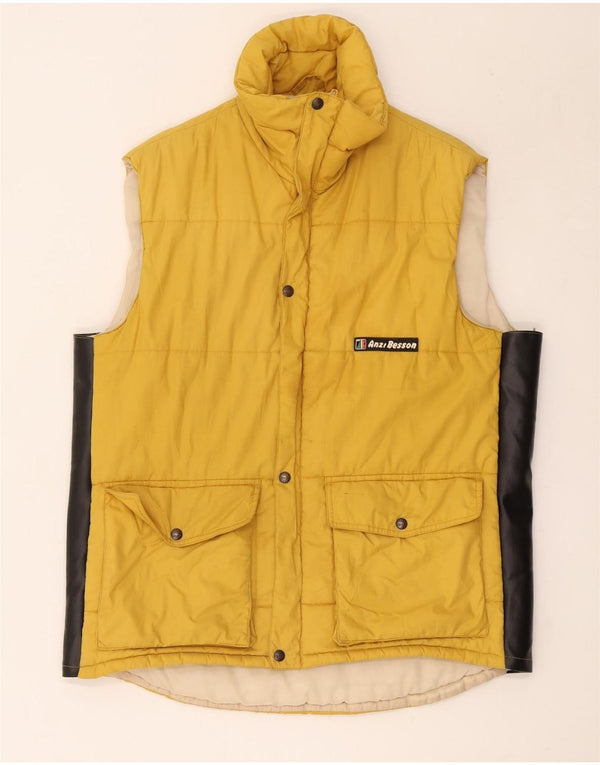 Anzi Besson Mens Padded Gilet UK 40 Large Yellow Colourblock