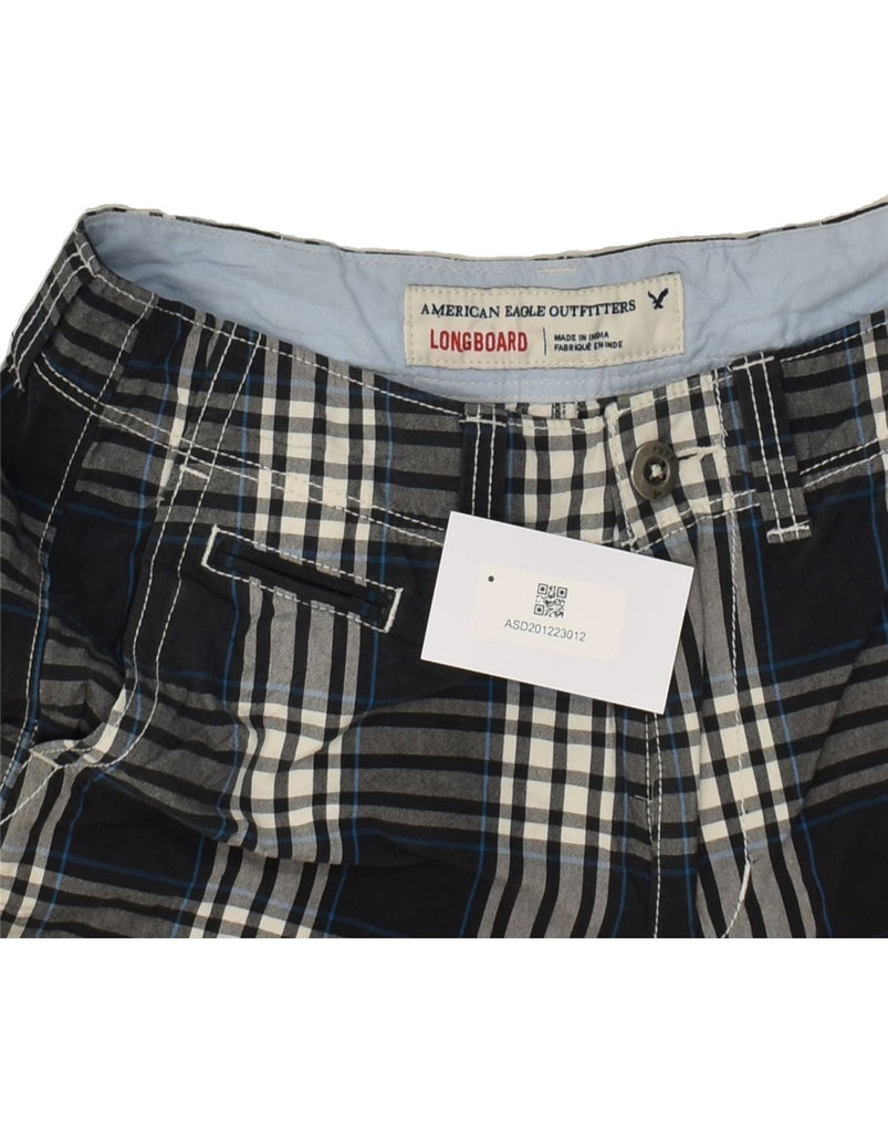 AMERICAN EAGLE Mens Chino Shorts W30 Medium  Navy Blue Check Cotton | Vintage American Eagle | Thrift | Second-Hand American Eagle | Used Clothing | Messina Hembry 