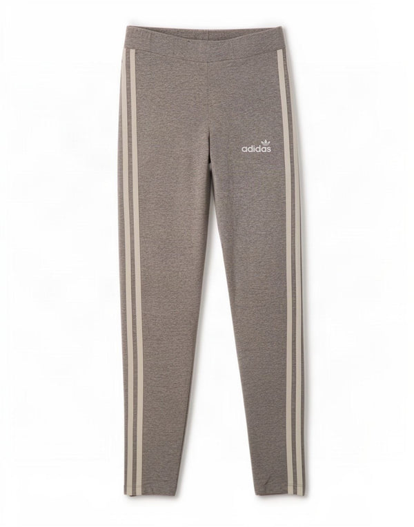 Adidas Womens Leggings UK 10 Small Grey Flecked Cotton