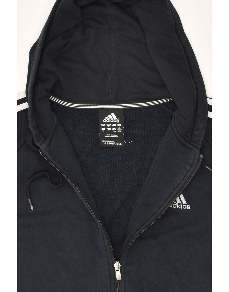 ADIDAS Mens Zip Hoodie Sweater Large Navy Blue Cotton | Vintage Adidas | Thrift | Second-Hand Adidas | Used Clothing | Messina Hembry 