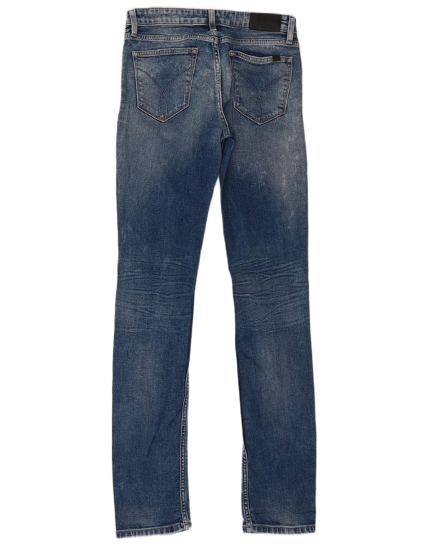 Calvin Klein Womens Distressed Skinny Jeans W25 L32 Blue Cotton