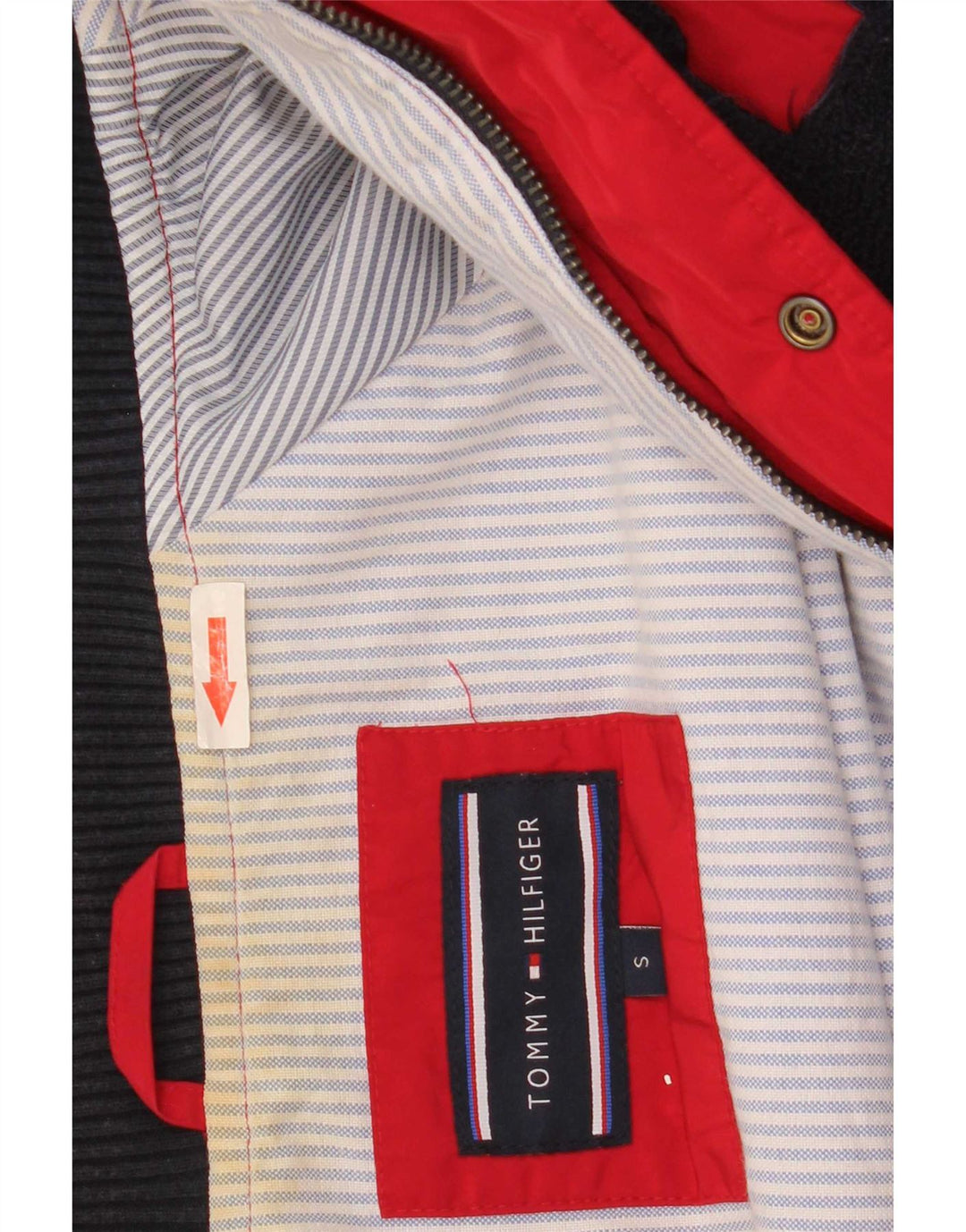 Tommy Hilfiger Mens Graphic Bomber Jacket UK 36 Small Red Colourblock