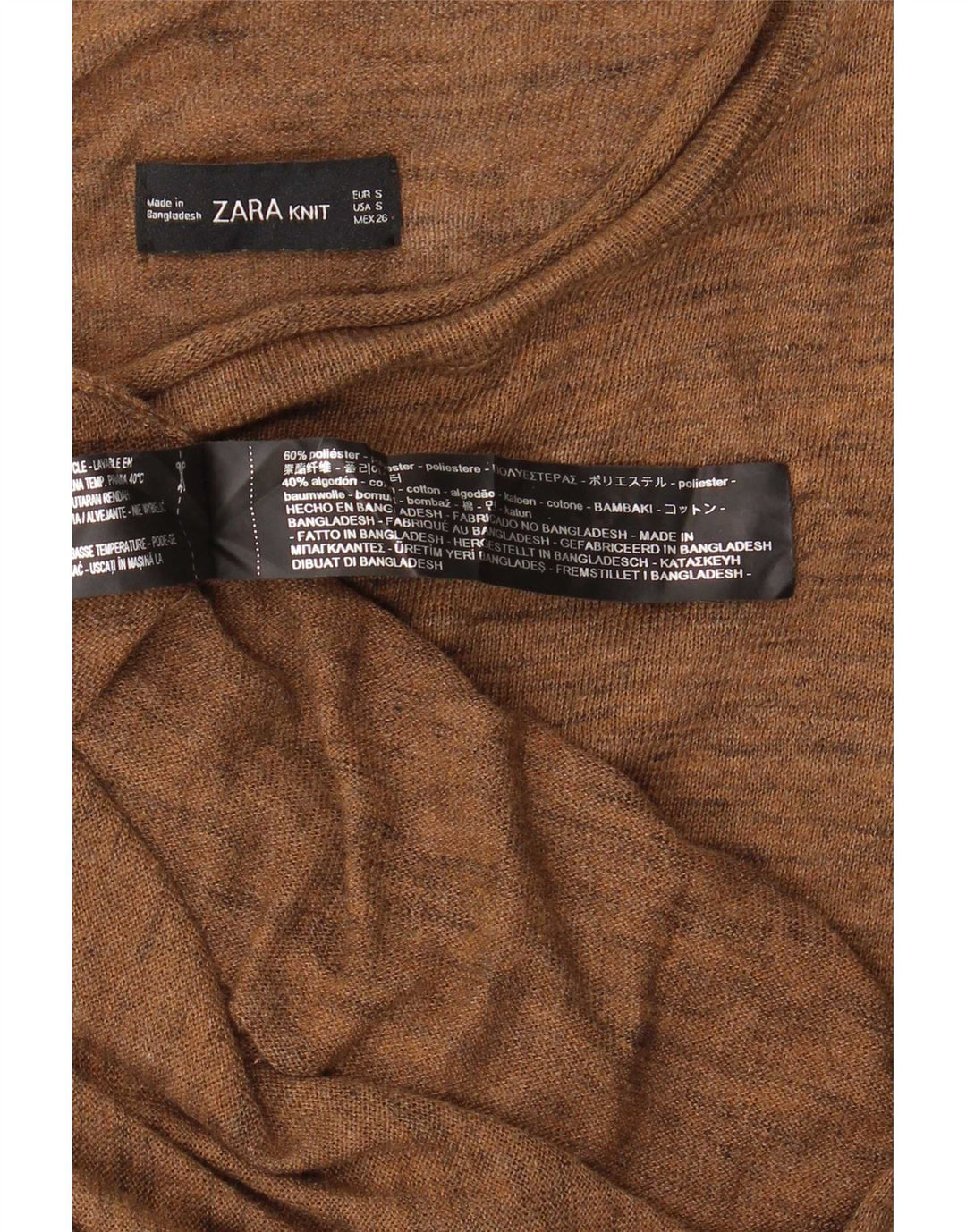 Zara Womens Asymmetric Jumper Dress UK 10 Small Brown Polyester