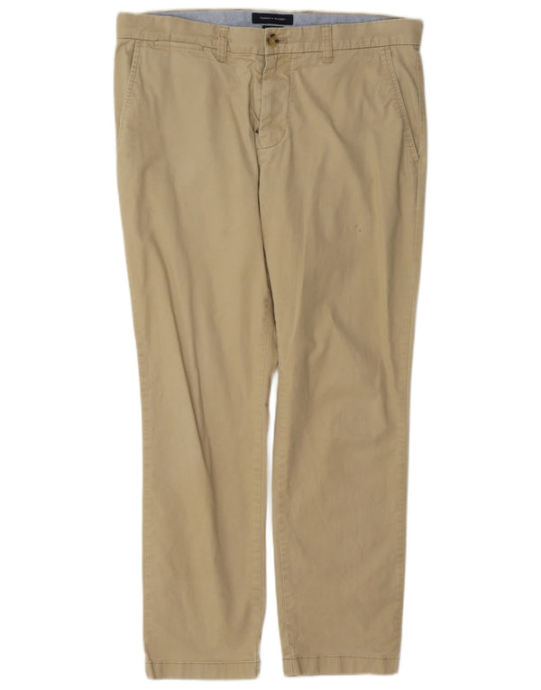 Tommy Hilfiger Mens Slim Fit Chino Trousers W34 L30 Beige Cotton