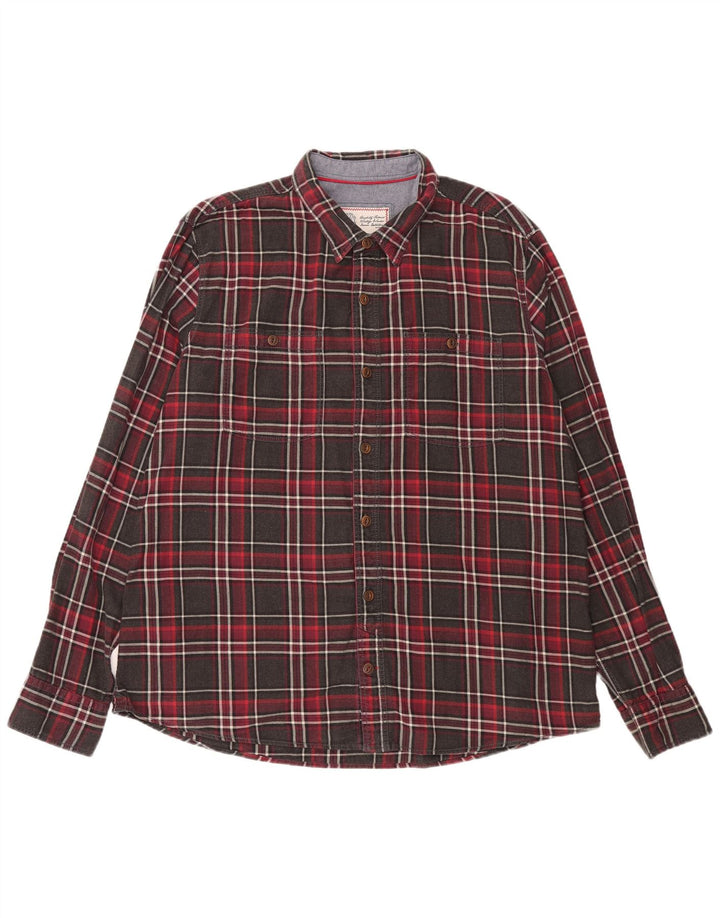 FAT FACE Mens Flannel Shirt XL Red Check Cotton