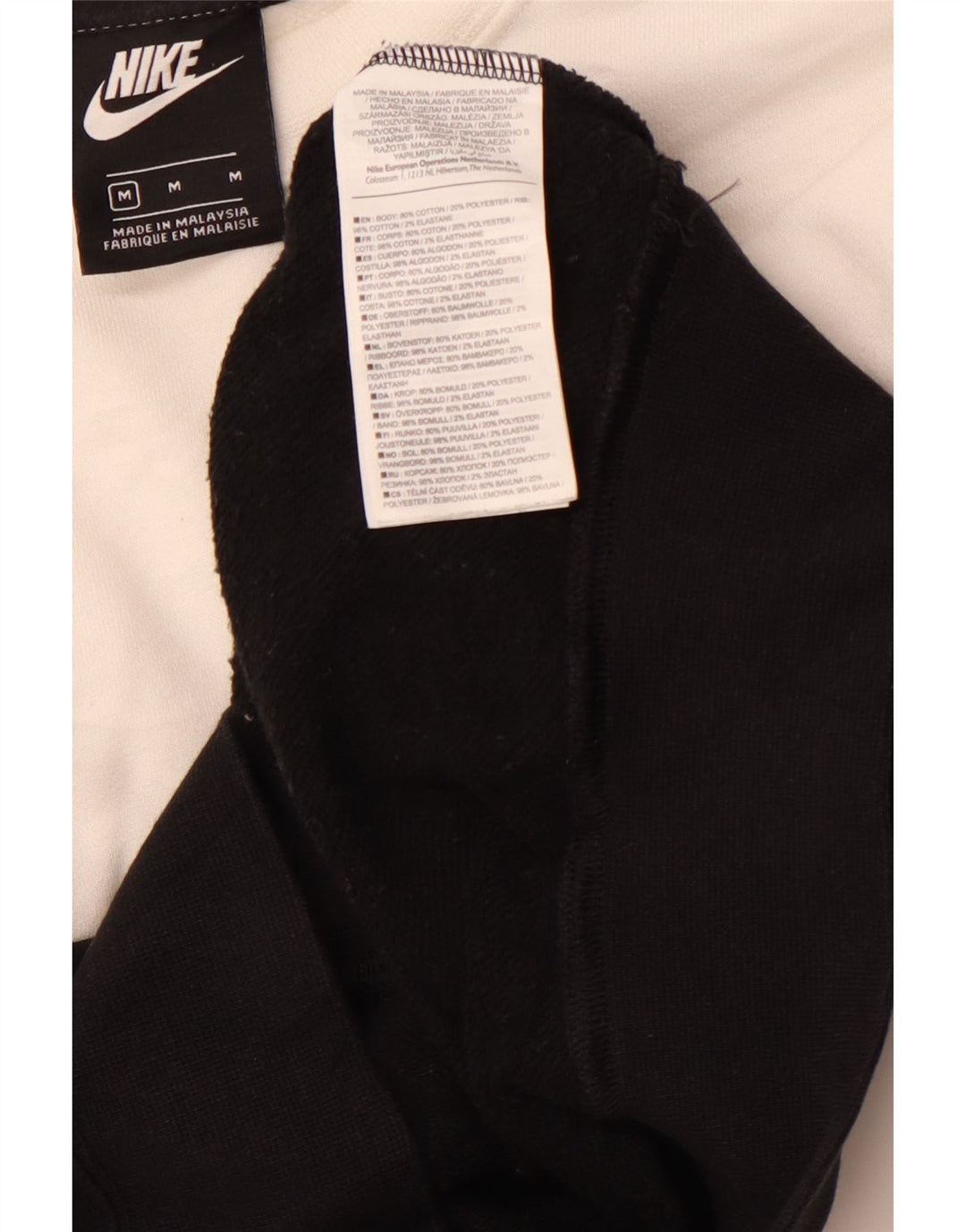 NIKE Womens Crop Sweatshirt Jumper UK 14 Medium Black Colourblock Cotton