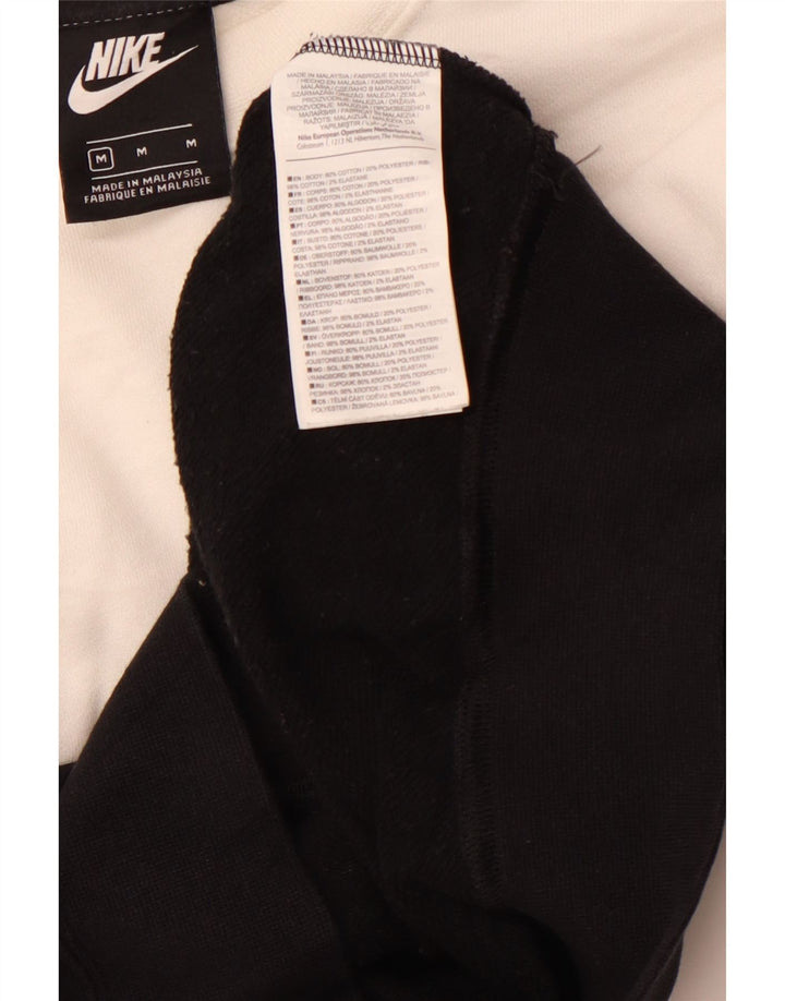 NIKE Womens Crop Sweatshirt Jumper UK 14 Medium Black Colourblock Cotton