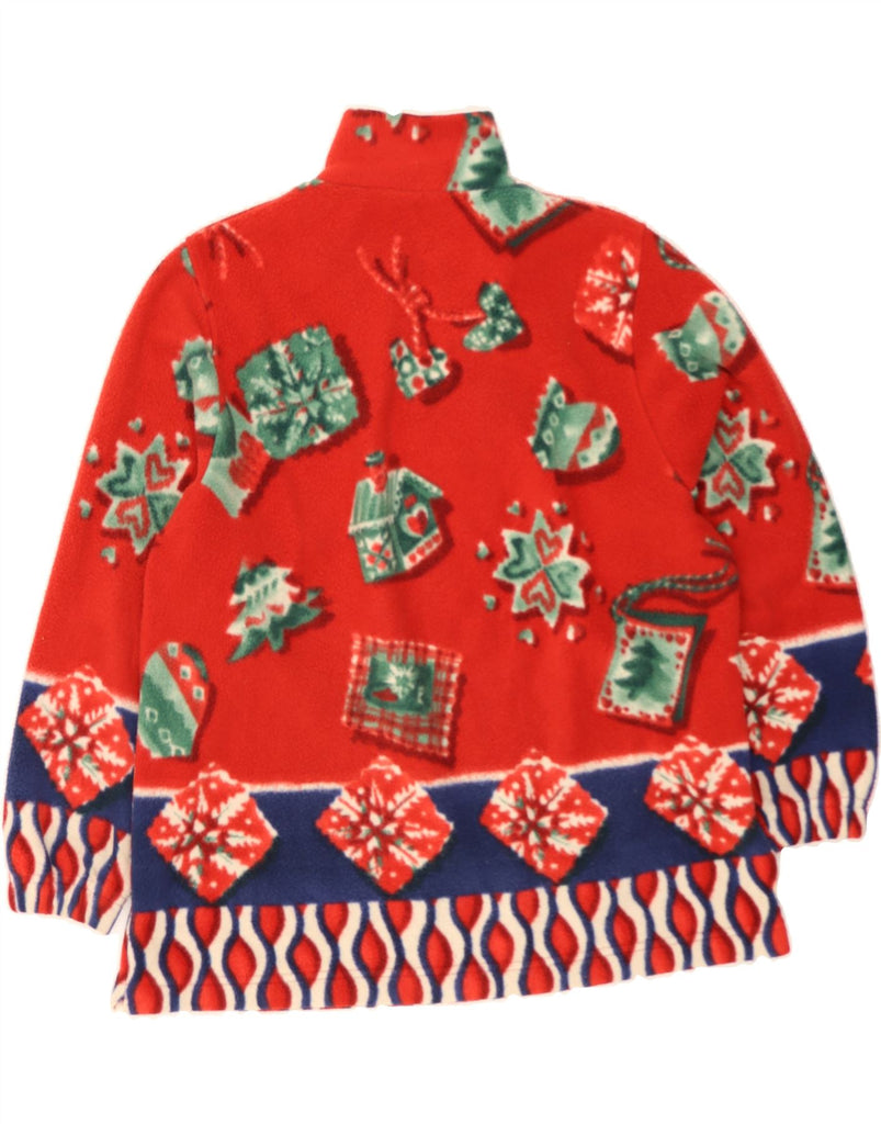 ENDURANCE Womens Zip Neck Fleece Jumper UK 18 XL Red Geometric Vintage Endurance and Second-Hand Endurance from Messina Hembry 