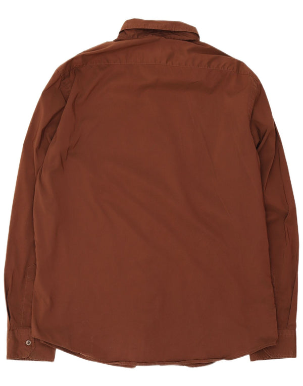 Trussardi Mens Shirt XL Brown Cotton