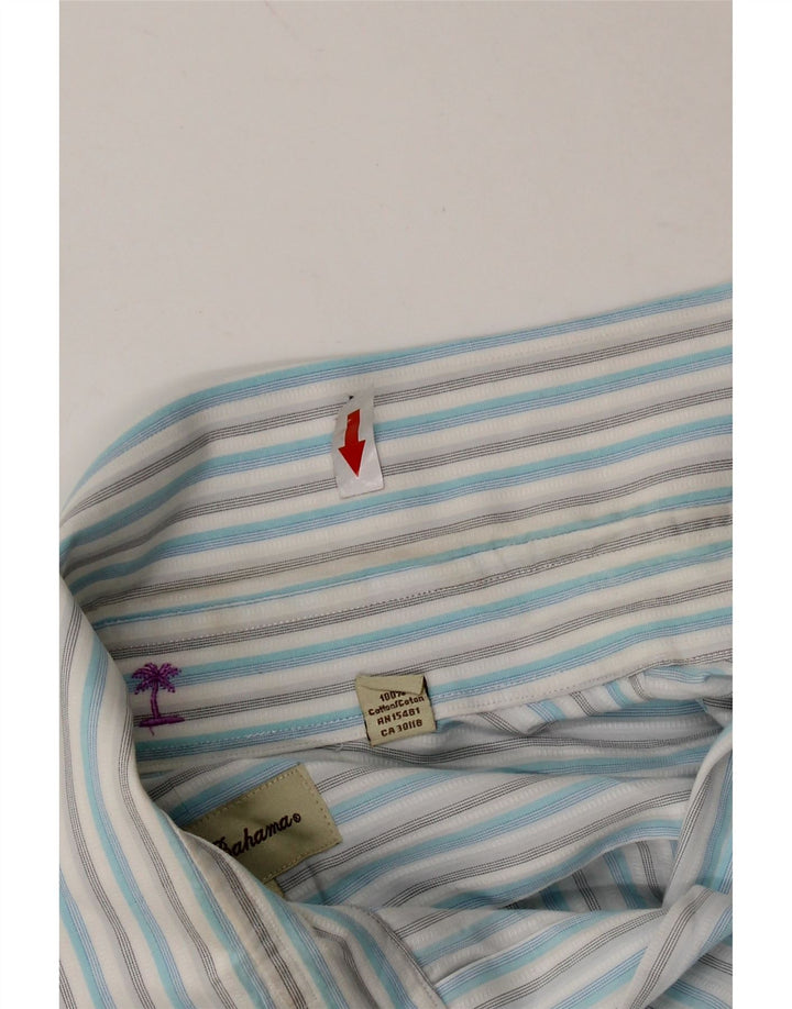 TOMMY BAHAMA Mens Shirt Size 16 Large Blue Pinstripe Cotton