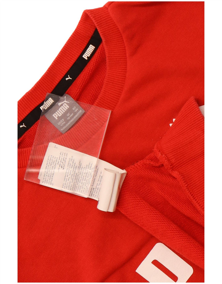 Puma Girls Graphic Sweatshirt Jumper 13-14 Years Red Cotton