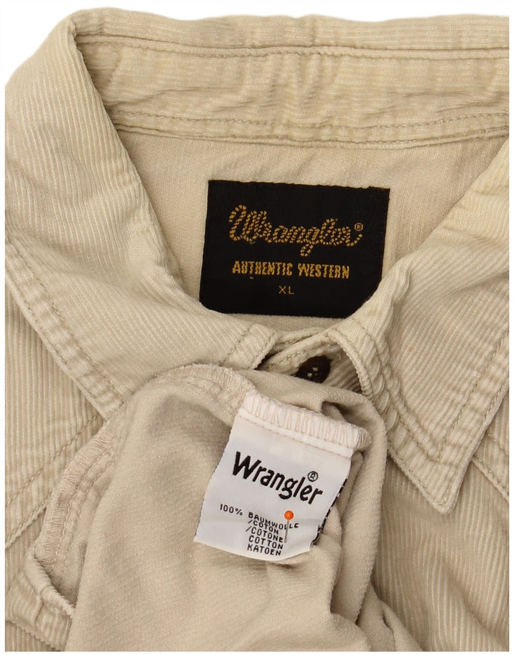 WRANGLER Mens Western Corduroy Shirt XL Beige Cotton