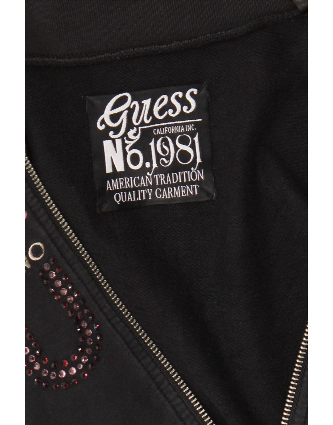 Guess Womens Graphic Tracksuit Top Jacket UK 8 Small Black