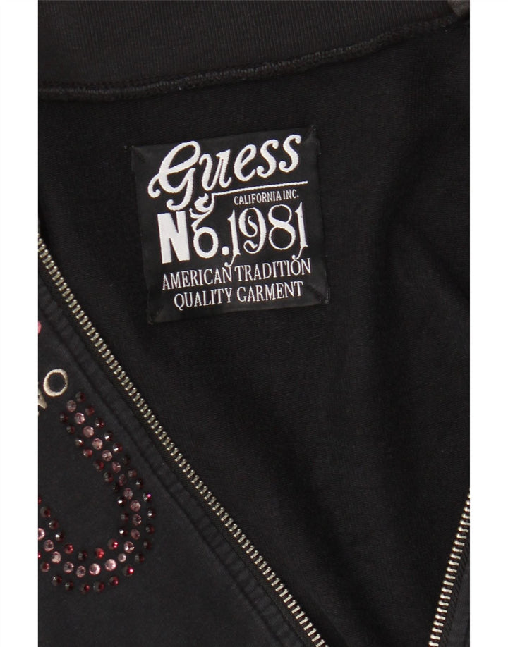 Guess Womens Graphic Tracksuit Top Jacket UK 8 Small Black