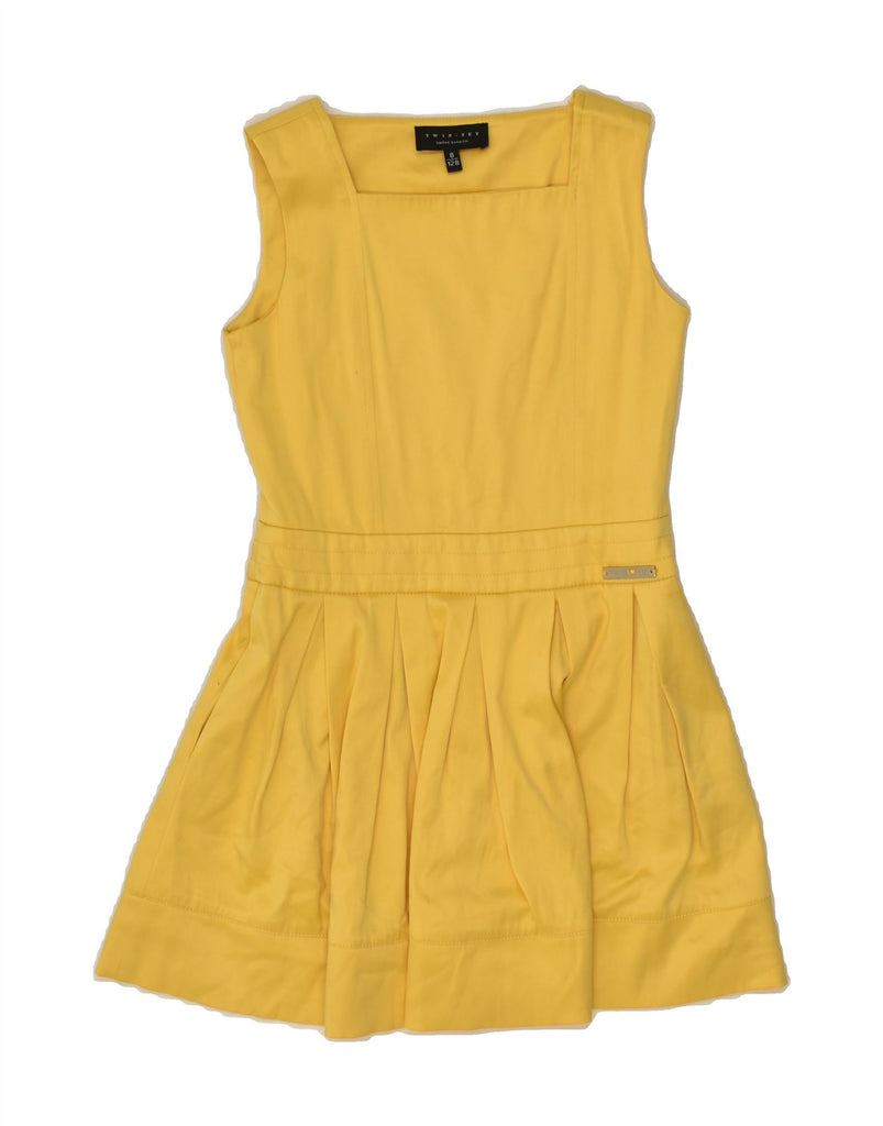 SIMONA BARBIERI Girls Twin-Set Pleated Swing Dress 7-8 Years Yellow | Vintage Simona Barbieri | Thrift | Second-Hand Simona Barbieri | Used Clothing | Messina Hembry 