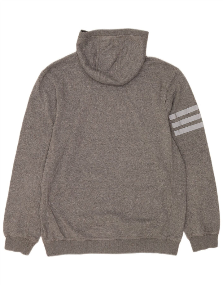 Adidas Mens Hoodie Jumper Medium Grey Flecked Cotton