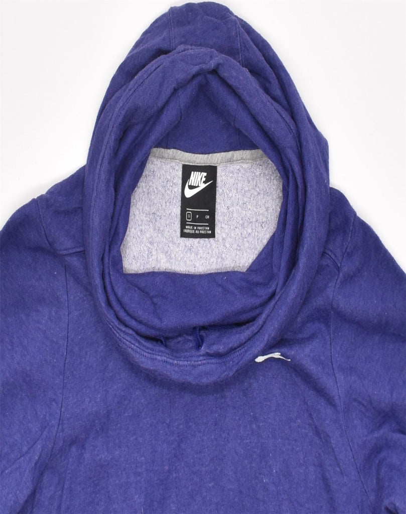 NIKE Womens Loose Fit Hoodie Jumper UK 10 Small Blue Cotton | Vintage | Thrift | Second-Hand | Used Clothing | Messina Hembry 