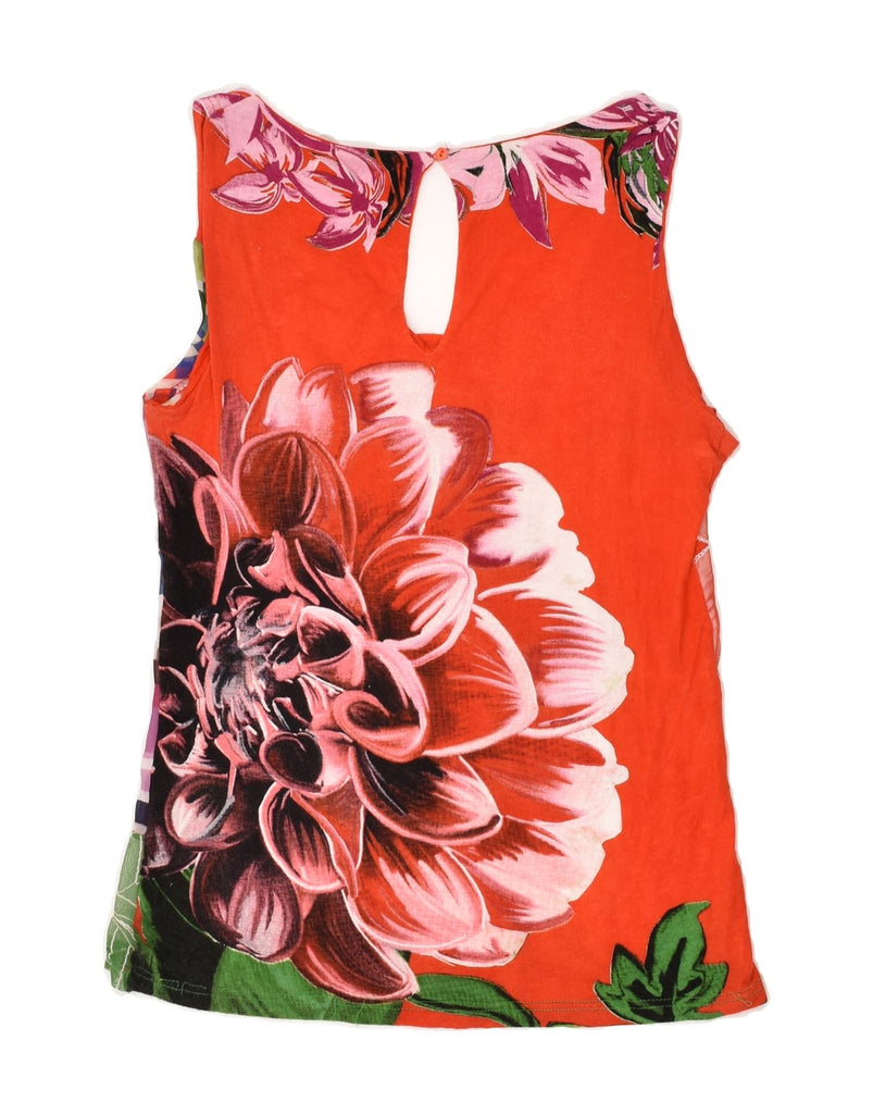 DESIGUAL Womens Graphic Sleeveless Blouse Top UK 12 Medium Red Floral | Vintage Desigual | Thrift | Second-Hand Desigual | Used Clothing | Messina Hembry 