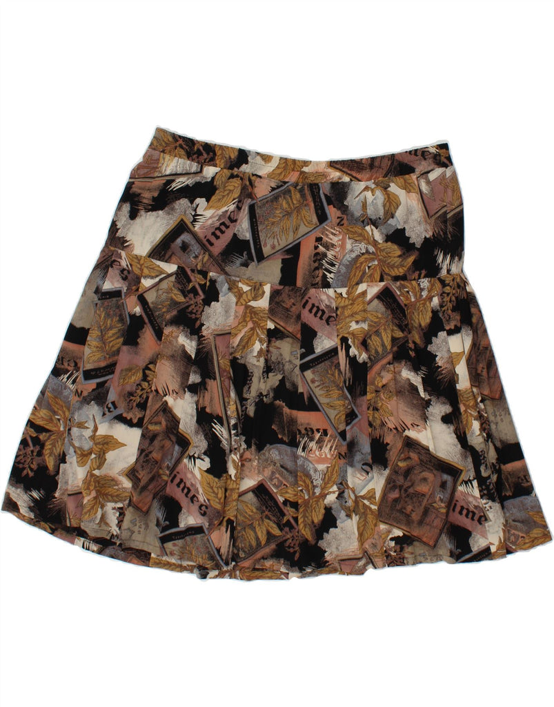 VINTAGE Womens Knife Pleated Skirt EU 40 Medium W30  Brown Floral Viscose Vintage Vintage and Second-Hand Vintage from Messina Hembry 