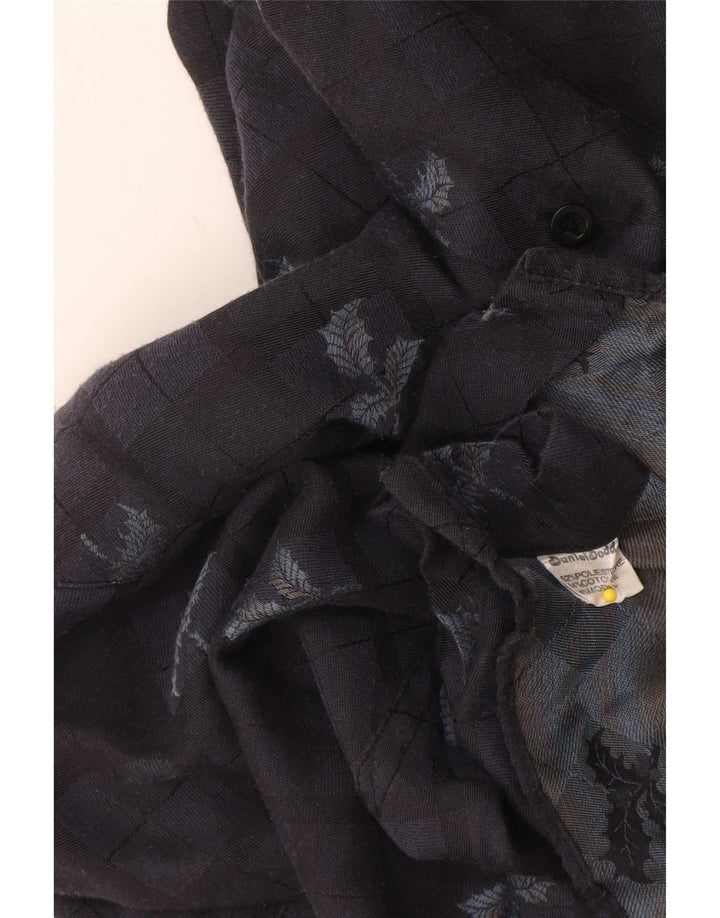 Daniel Dodd Mens Shirt XL Navy Blue Check Polyester