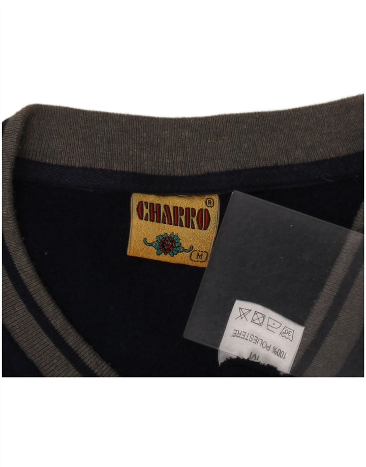 CHARRO Mens Fleece Jumper Medium Navy Blue Polyester