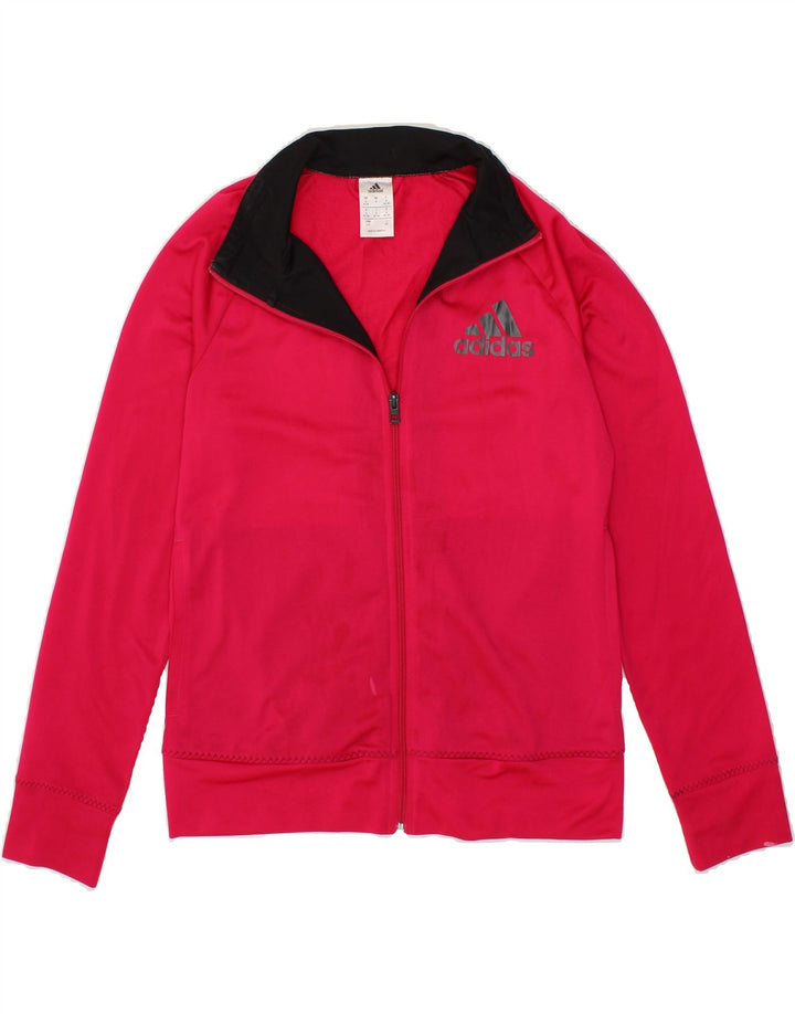 ADIDAS Womens Graphic Tracksuit Top Jacket UK 8/10 Small Pink Polyester Vintage Adidas and Second-Hand Adidas from Messina Hembry 