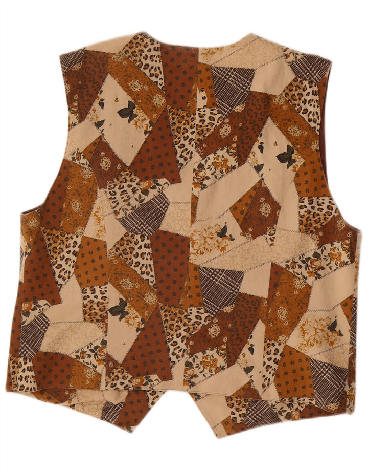 Vintage Girls Waistcoat 15-16 Years Brown Patchwork Triacetate