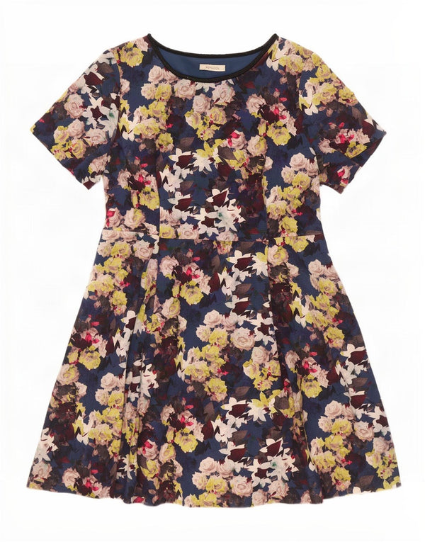 Monsoon Womens A-Line Dress UK 18 XL Blue Floral Cotton