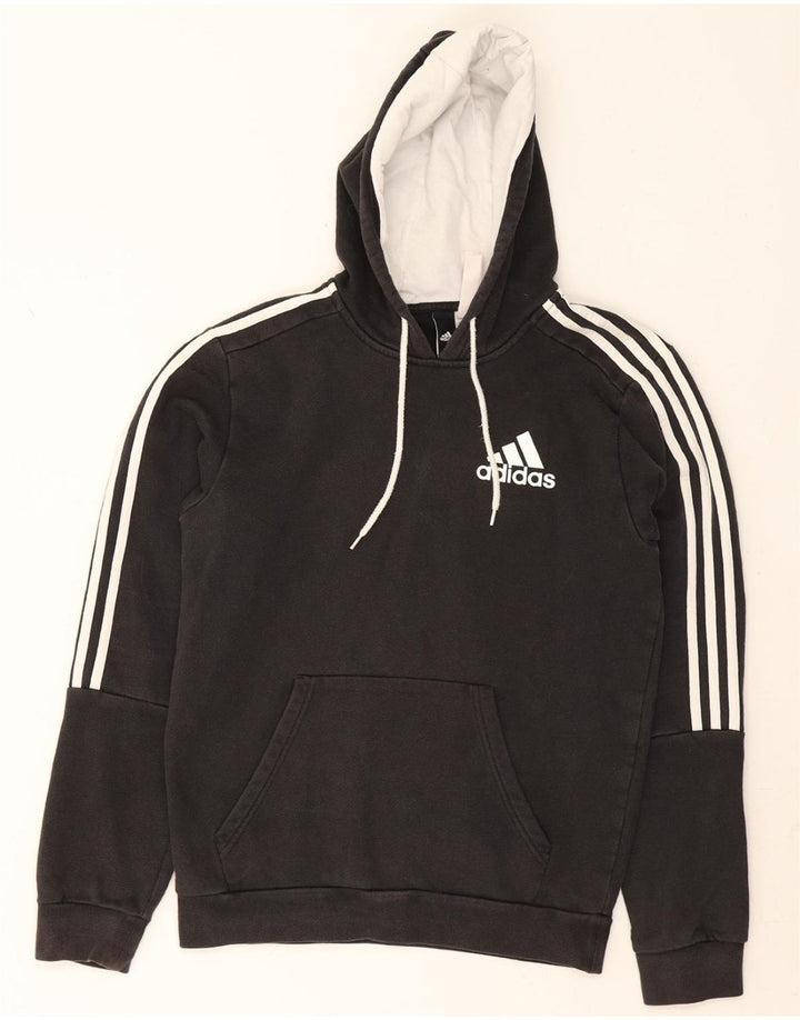 ADIDAS Mens Hoodie Jumper Small Black Cotton Vintage Adidas and Second-Hand Adidas from Messina Hembry 