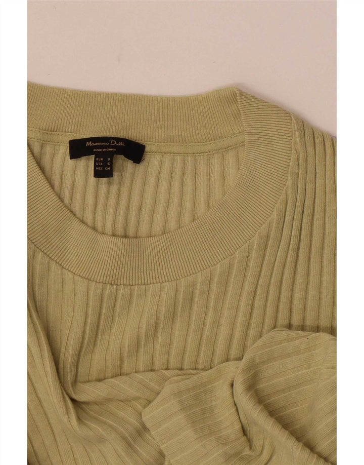 Massimo Dutti Womens Top Long Sleeve UK 8 Small Khaki