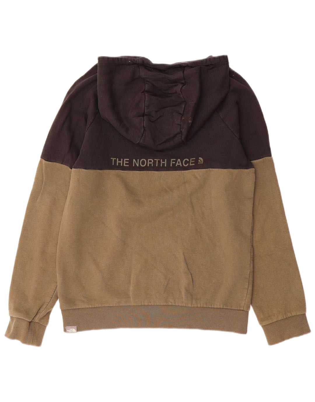 THE NORTH FACE Boys Graphic Hoodie Jumper 14-15 Years XL Khaki Colourblock